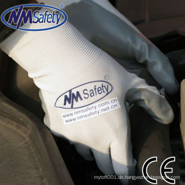 NMSAFETY graue Nitril-Sicherheitshandschuhe glatte Arbeit Hand Handschuhe guten Gip